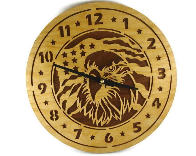 American Eagle Wood Wall Hang Clock