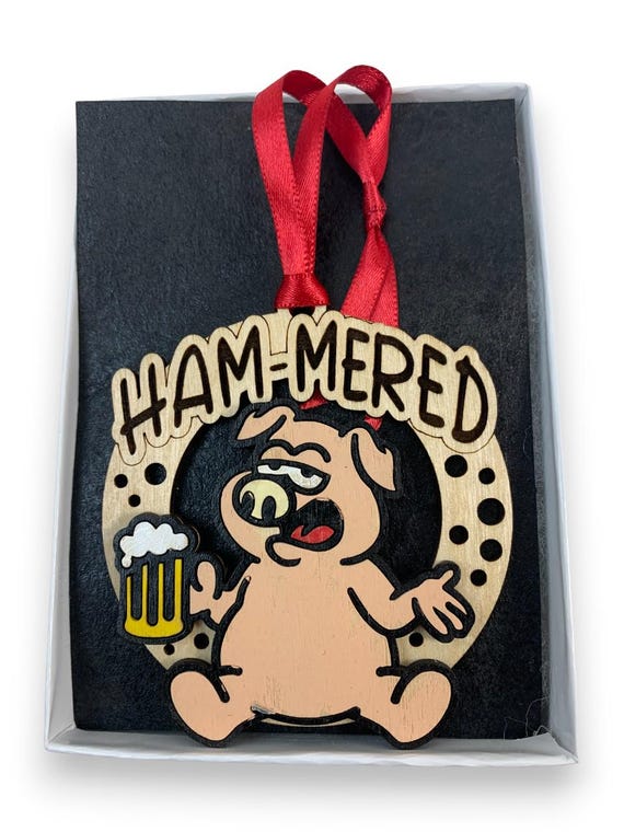 Funny Pig Ornament "Ham-Merd" Gag Gift