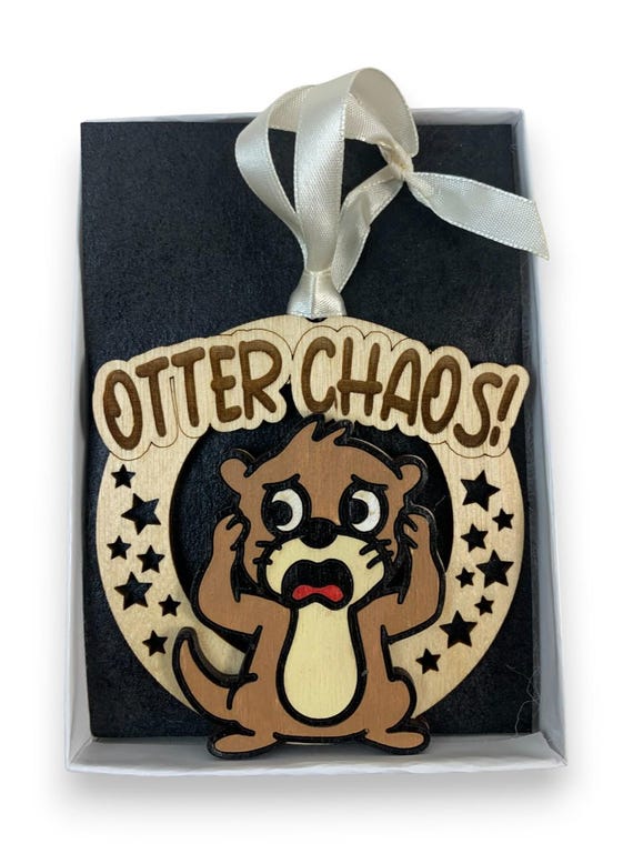 Funny Otter Ornament "Otter Chaos" Gag Gift