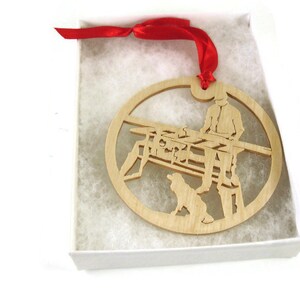 Woodworker and Dog Christmas Ornament Handmade from Birch Wood By KevsKrafts BN-13LB image 6