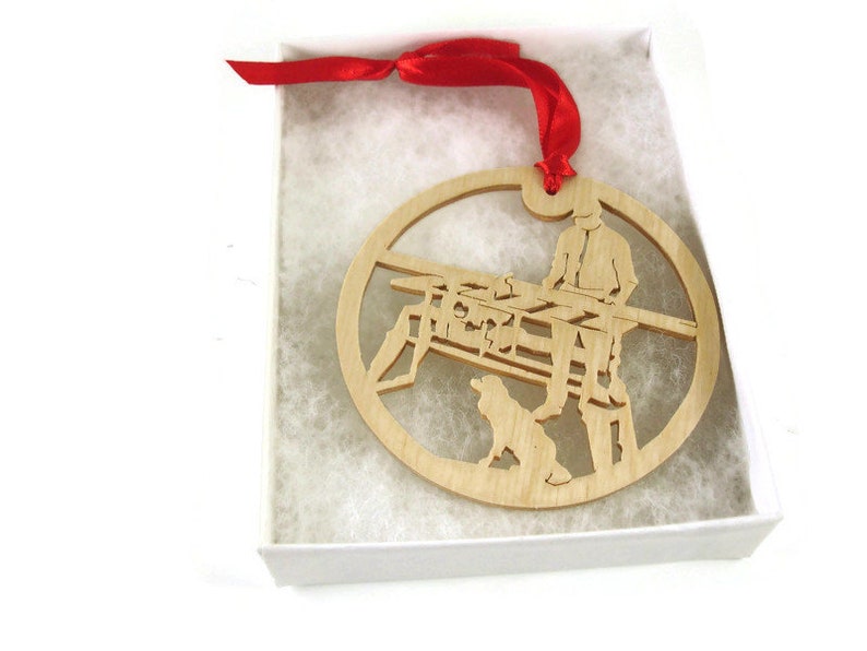 Woodworker and Dog Christmas Ornament Handmade from Birch Wood By KevsKrafts BN-13LB image 6