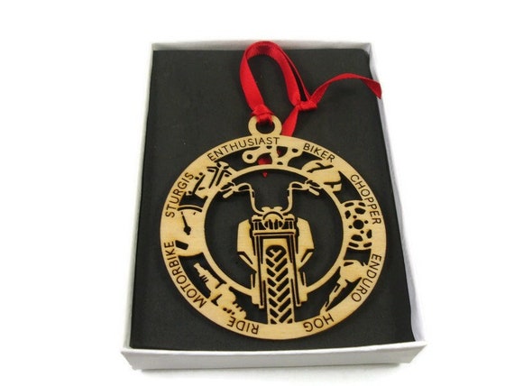 Motorcycle Rider Laser Engraved Christmas Ornament