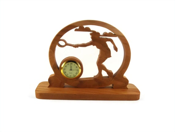 Badminton Desk Clock Handmade From Cherry Wood By KevsKrafts, Tennis, Racquetball, Racketball