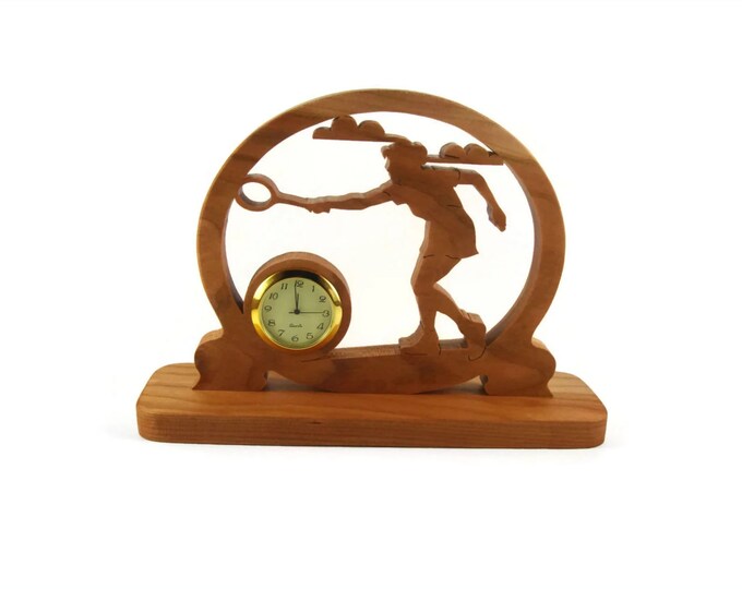 Badminton Desk Clock Handmade From Cherry Wood By KevsKrafts, Tennis, Racquetball, Racketball