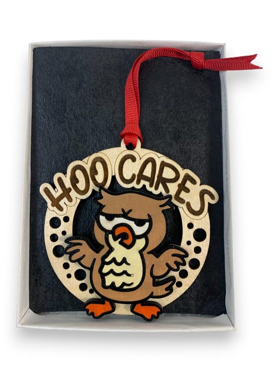 Funny Owl Ornament "Hoo Cares"