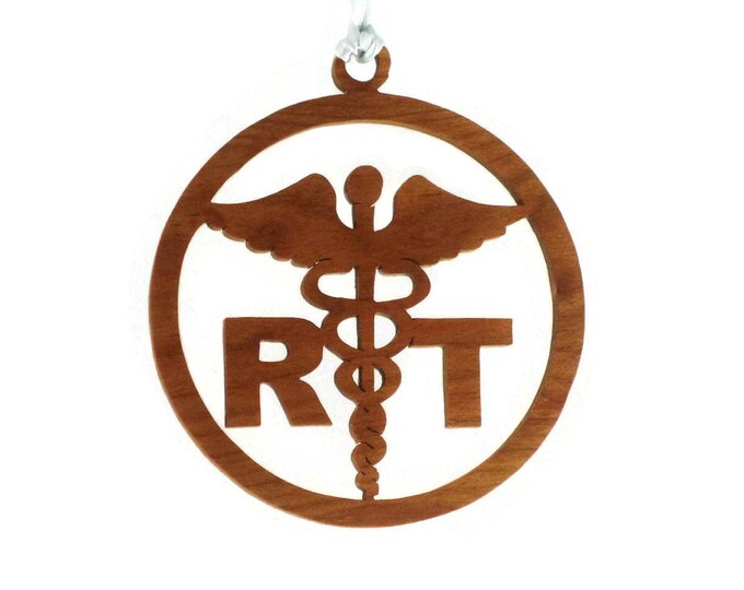Respiratory Therapist Christmas Ornament Handmade From Cherry Wood, By KevsKrafts BN-003-2 Healthcare Decor, Medical Ornament, Christmas Dec