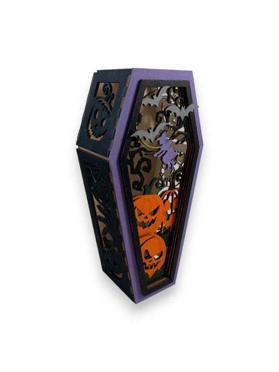 Halloween Pumpkin Spooky Coffin Lantern With DYI Options