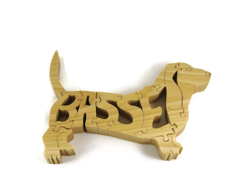 Basset Hound Jigsaw Scroll Saw Puzzle Handcrafted From Poplar Wood By