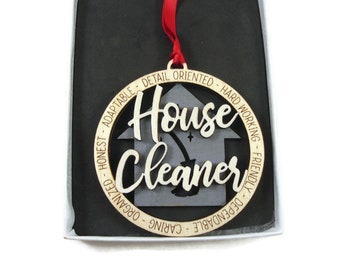 House Cleaner Christmas Ornament Laser Engraved And Hand Painted