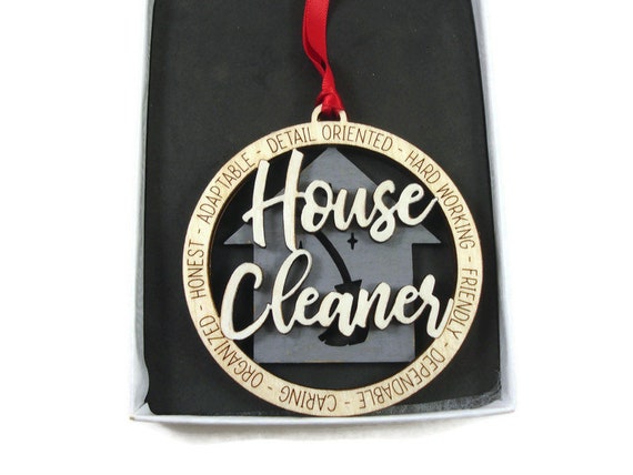 House Cleaner Christmas Ornament Laser Engraved And Hand Painted