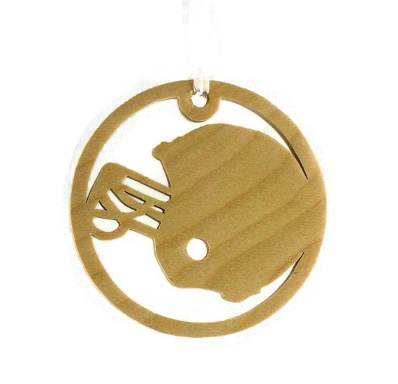 Football Helmet Christmas Ornament Handmade From Birch Wood