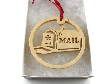 Mailbox Christmas Ornament Handmade From Birch Wood By KevsKrafts BN-7