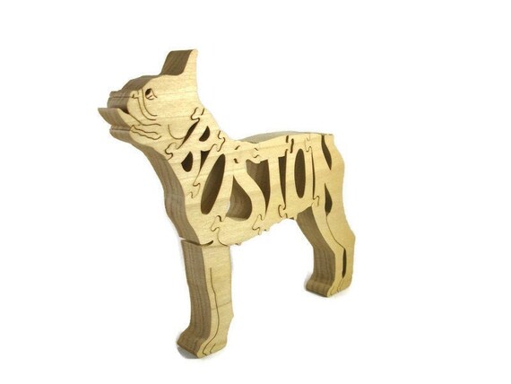 Boston Terrier Dog 7 Piece Wood Jigsaw Puzzle Handmade From Poplar Wood By KevsKrafts