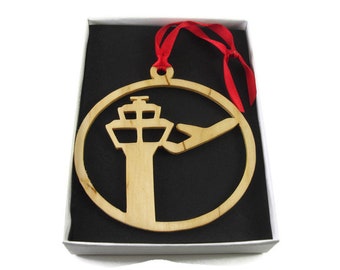 Air Traffic Controller Tower Christmas Ornament Handmade From Birch Wood By KevsKrafts BN-12