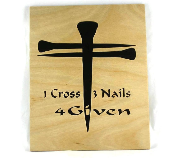 Handmade Birch Wood Cross Portrait: Religious Nail Art