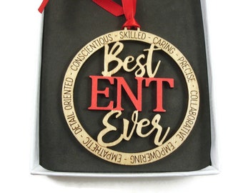 Engraved Birch Wood ENT Ever Ornament, Doctor Gift