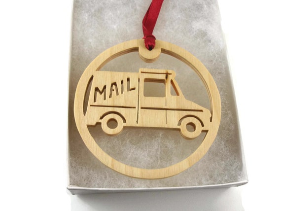 Mail Delivery Truck Christmas Ornament Handmade From Birch Wood by Kevskrafts NB-4-M1