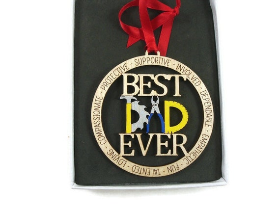 Best Dad Ever Christmas Ornament Laser Engraved And Hand Painted