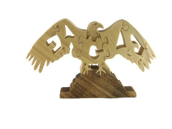 Eagle Scroll Saw Puzzle Handmade From Poplar