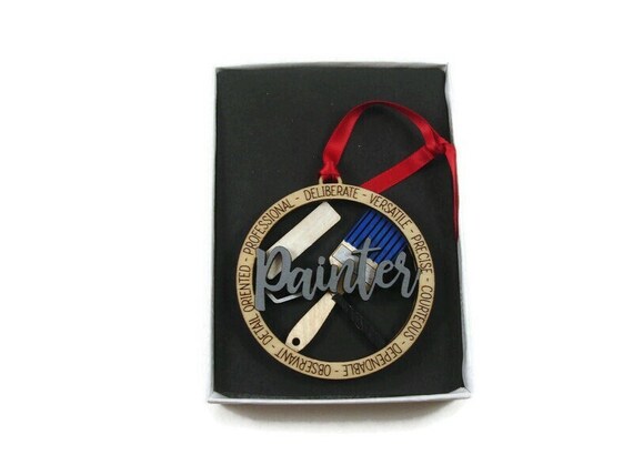 House Painter Christmas Ornament Laser Engraved And Hand Painted