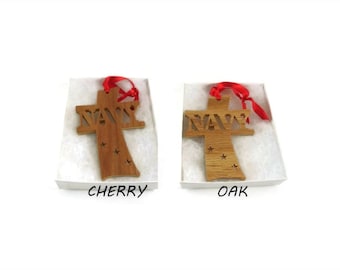 Navy Cross Christmas Ornament Handmade From Cherry Or Oak Plywood By KevsKrafts BN-8