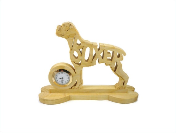 Boxer Uncropped Desk Clock Handcrafted From Poplar Wood By KevsKrafts