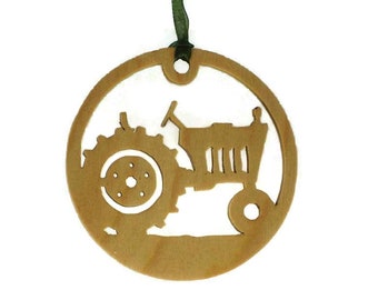 Farm Tractor Christmas Ornament Handmade From Birch Wood BN-16