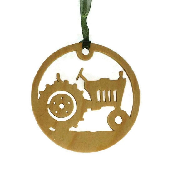 Farm Tractor Christmas Ornament Handmade From Birch Wood BN-16