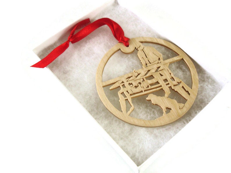 Woodworker and Dog Christmas Ornament Handmade from Birch Wood By KevsKrafts BN-13LB image 4