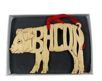 Bacon Pig Christmas Tree Ornament Handmade From Birch Wood By KevsKrafts BN-7