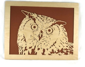 Owl Wood Art Portrait Handmade From Birch Wood By KevsKrafts