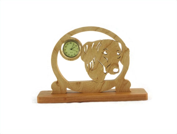 Dachshund Desk Shelf Clock Handmade Frome Cherry Wood By KevsKrafts