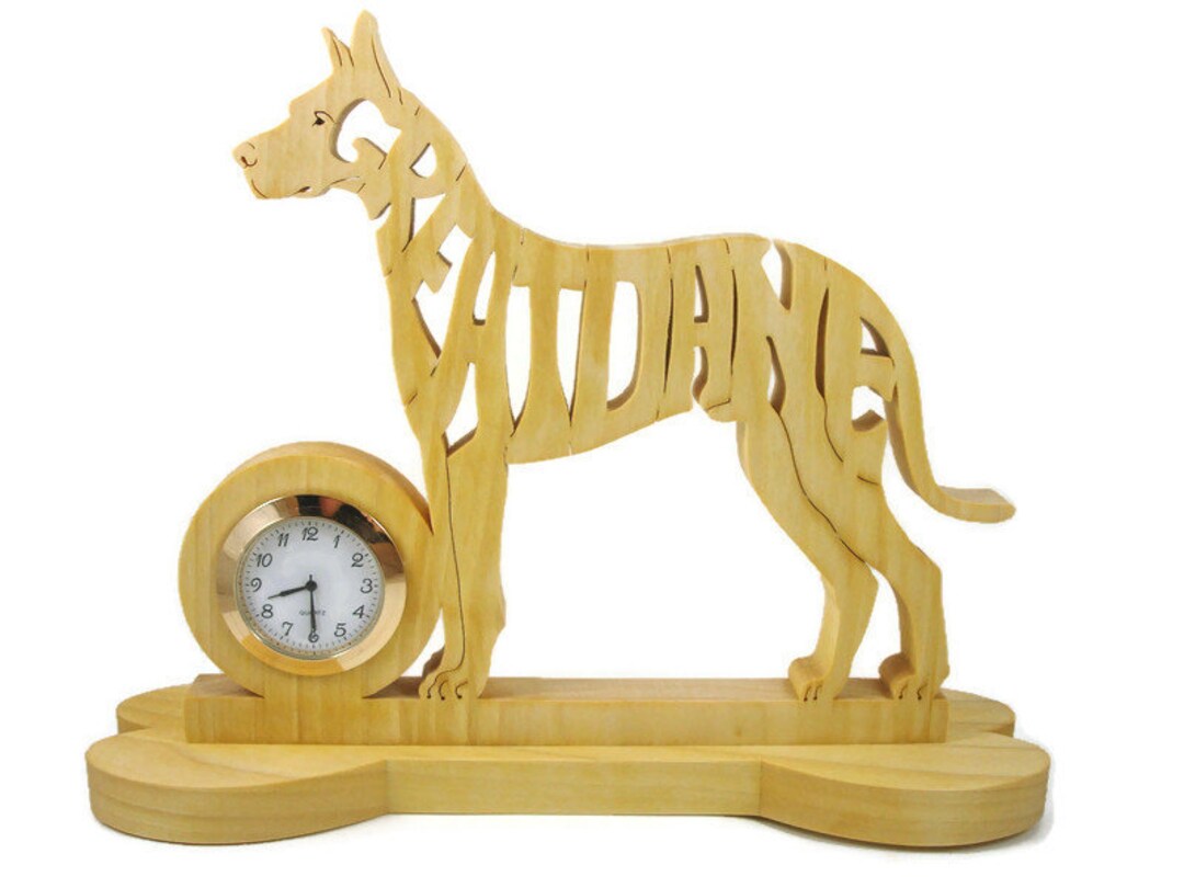 Great Dane Quartz Desk Clock Handmade From Poplar Etsy