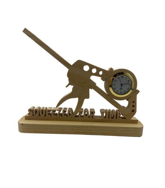 Handmade Ash Wood Bar Clamp Desk Clock - Squeezed For Time