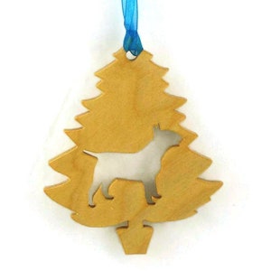 Bull Terrier Christmas Tree Ornament Handmade from Poplar Wood