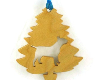 Bull Terrier Christmas Tree Ornament Handmade from Poplar Wood