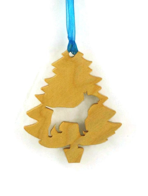 Bull Terrier Christmas Tree Ornament Handmade from Poplar Wood