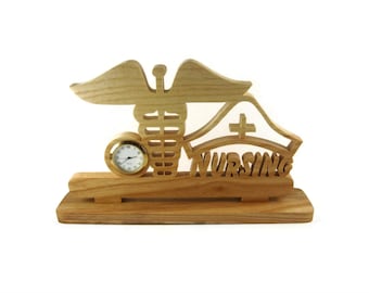 Nurse Desk Or Shelf Clock Handmade From Ash Wood By KevsKrafts NFB-1