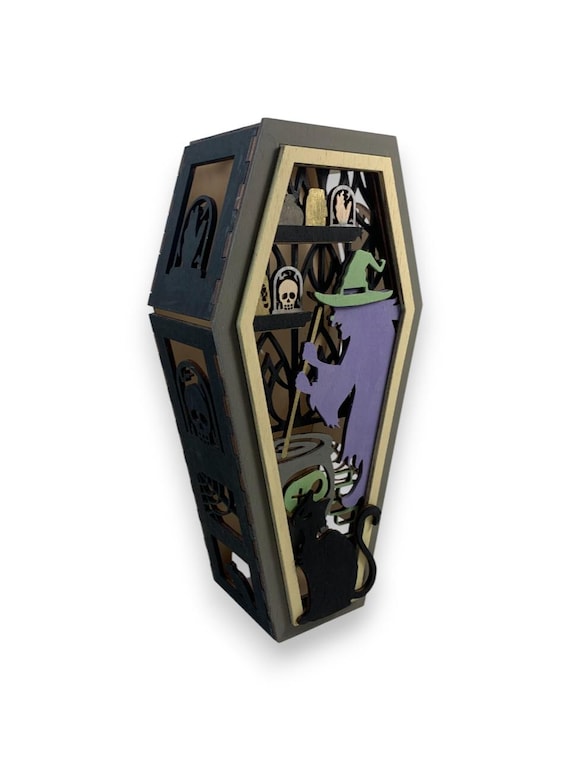 Halloween Coffin Spooky Witch Lantern With Tea Light and DYI Options