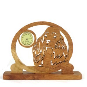 Cocker Spaniel Dog Desk Clock Handmade From Cherry Wood 1-7/16 Quartz Clock Insert