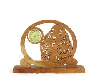 Cocker Spaniel Dog Desk Clock Handmade From Cherry Wood 1-7/16 Quartz Clock Insert