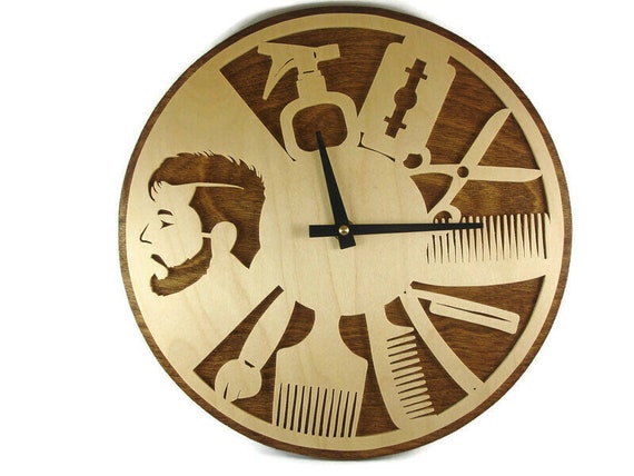 Hair Stylist Wall Hanging Clock Handmade From Birch Plywood By KevsKrafts