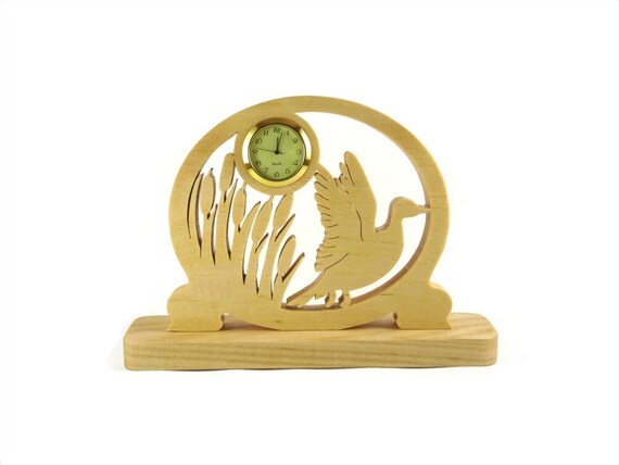 Duck Taking Flight Desk Or Shelf Clock Handmade From Ash Wood By KevsKrafts
