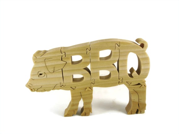 BBQ Pig Puzzle Handcrafted From Poplar Wood By KevsKrafts