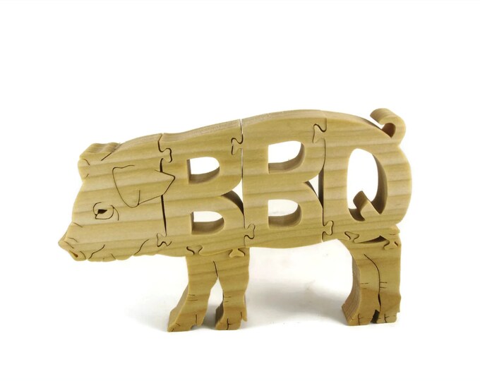 BBQ Pig Puzzle Handcrafted From Poplar Wood By KevsKrafts