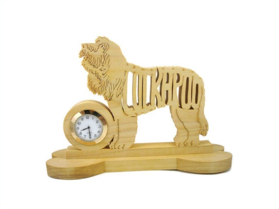 Cockapoo Quartz Desk Clock Handcrafted From Poplar Lumber