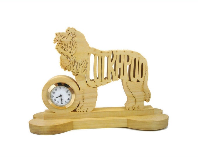 Cockapoo Quartz Desk Clock Handcrafted From Poplar Lumber