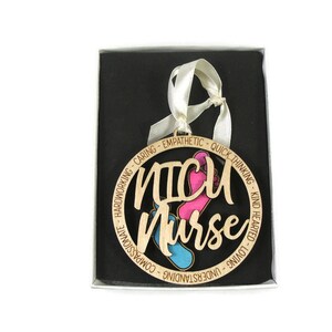 Neonatal Intensive Care Unit NICU Nurse Christmas Ornament Laser Engraved From Birch Wood image 3