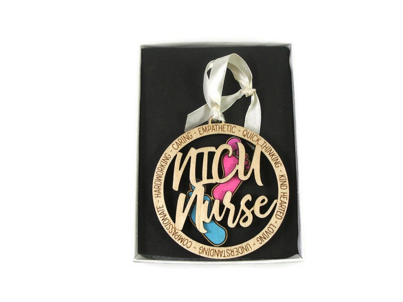Neonatal Intensive Care Unit NICU Nurse Christmas Ornament Laser Engraved From Birch Wood image 3