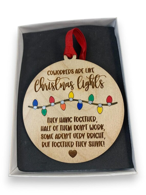 Coworker Christmas Ornament Gift Laser Engraved With Hand Painted Details